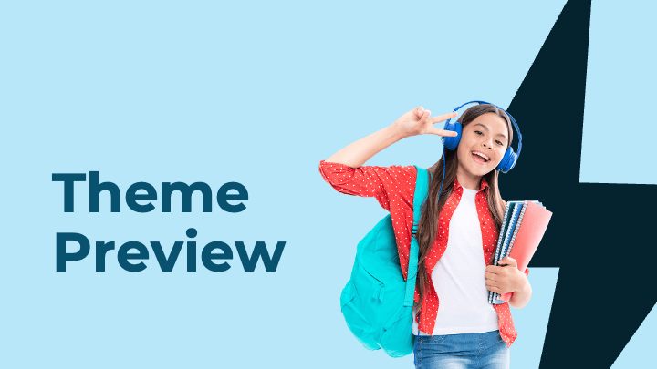 Light blue background with dark lightning bolt symbols and lifestyle photography